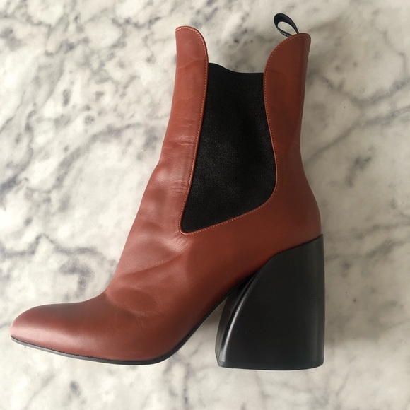 Chloe Wave Brown Heeled Chelsea Bootie - Picture 8 of 13